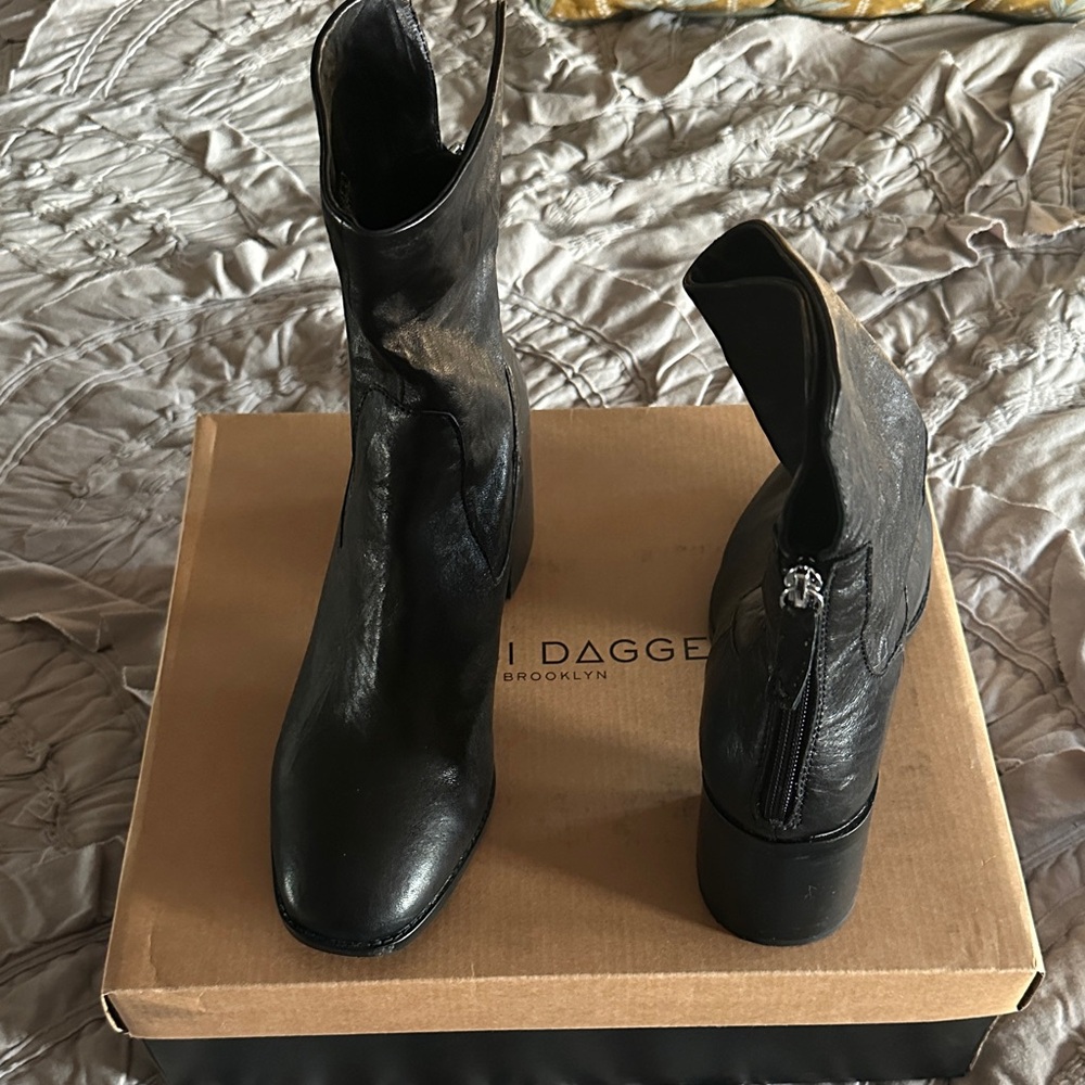 Kelsi Dagger Sleek Black Heeled Boots